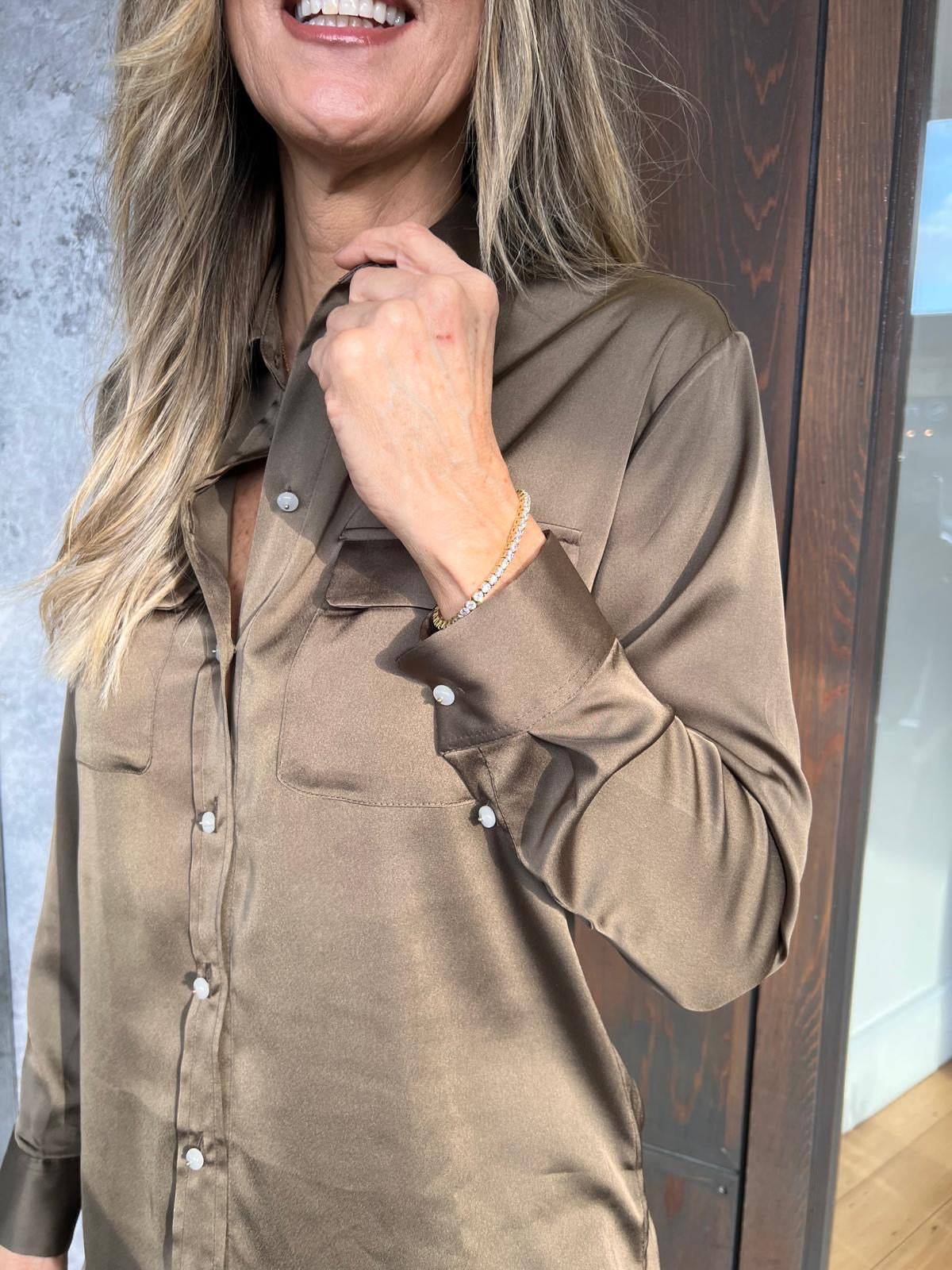 Burgos Satin Shirt Khaki