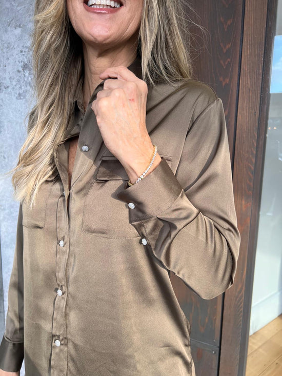 Burgos Satin Shirt Khaki