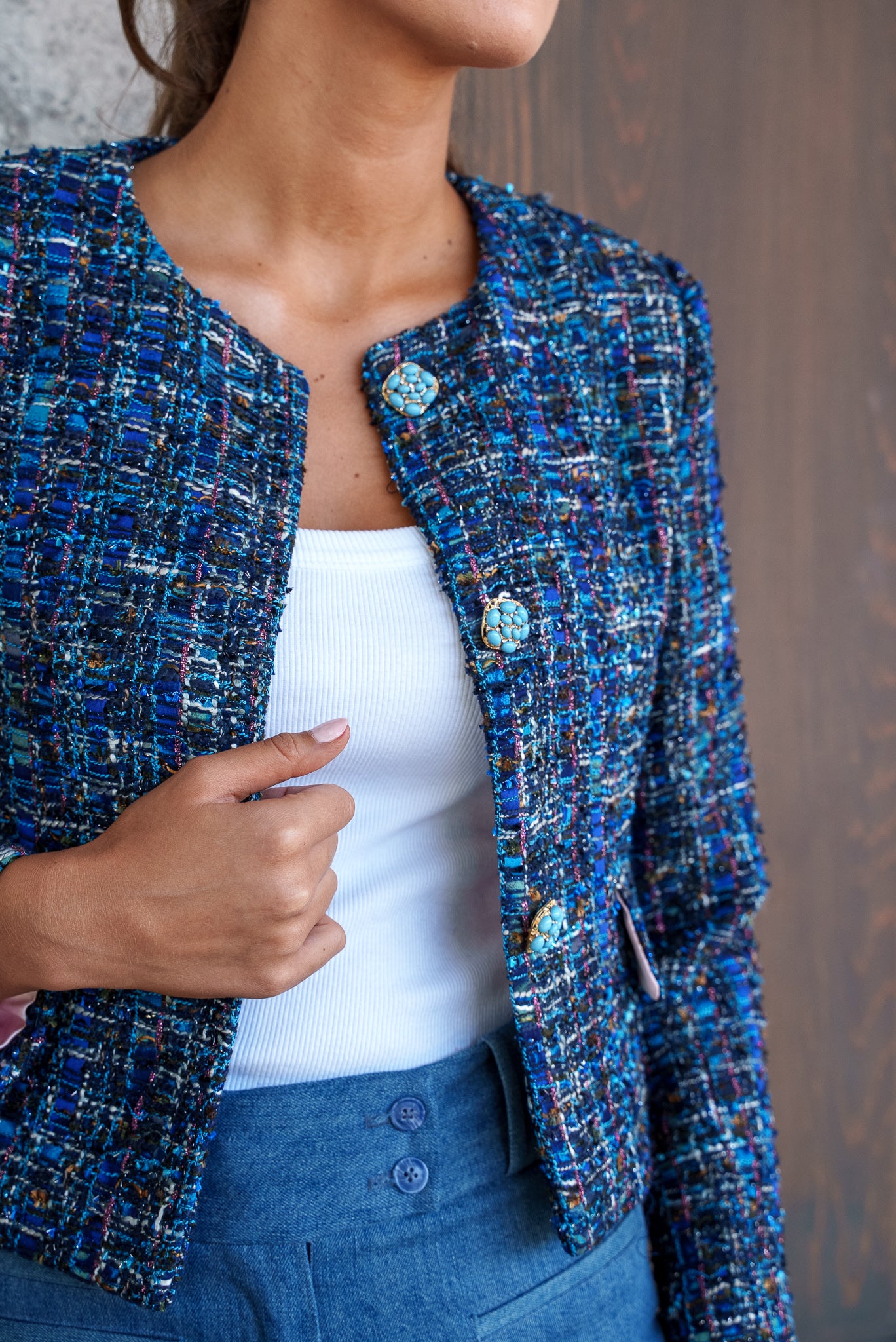 Burford Box Jacket Blue