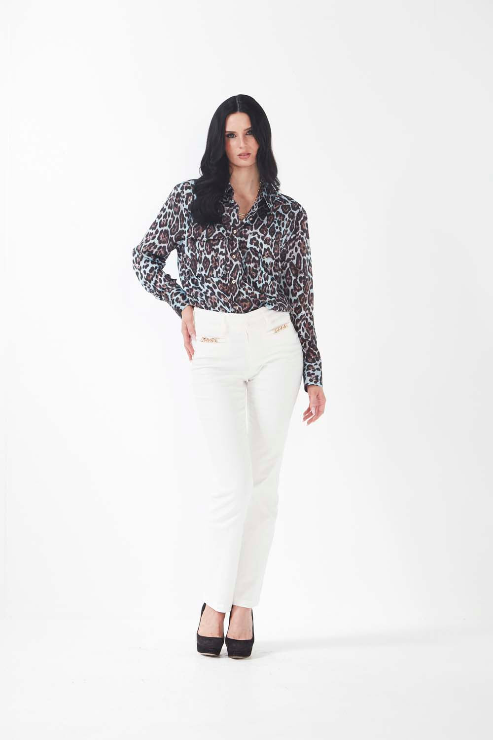 Corva Shirt - Blue Leopard