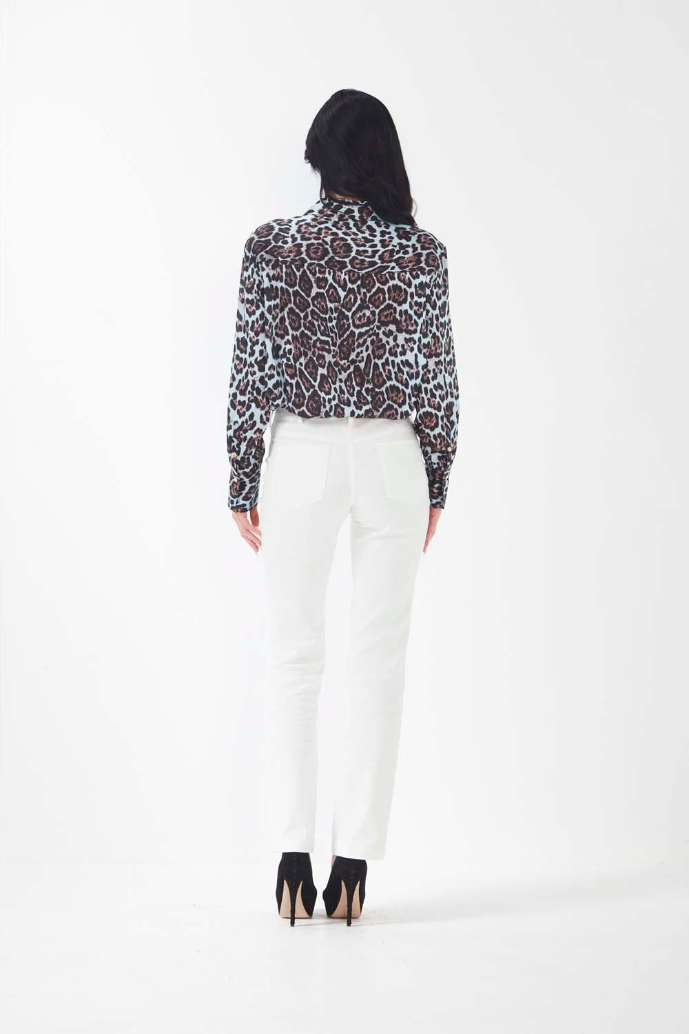 Corva Shirt - Blue Leopard