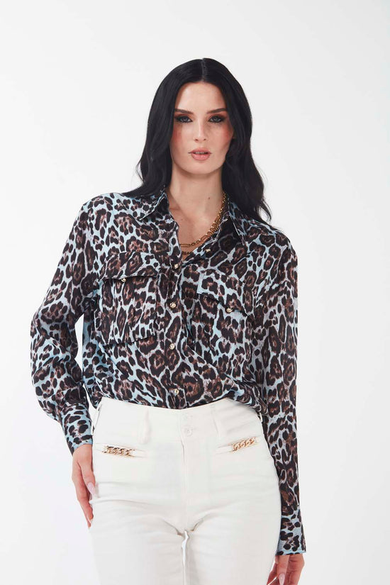 Corva Shirt - Blue Leopard