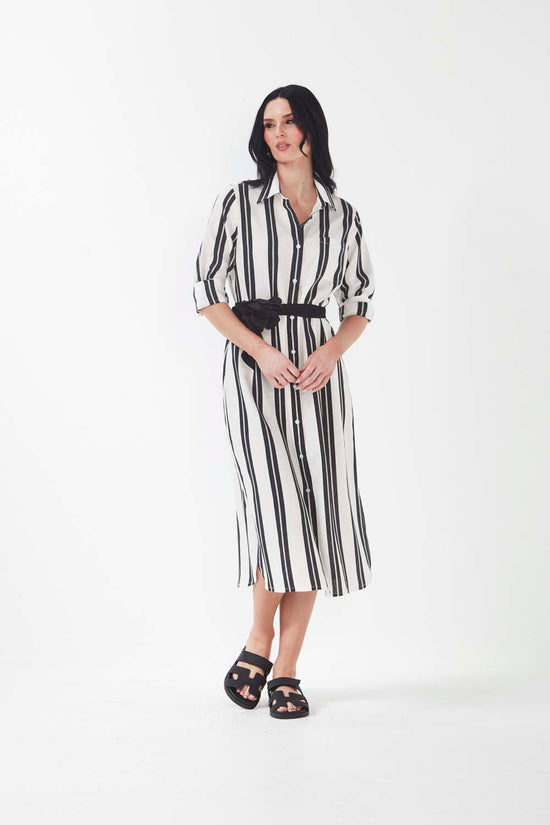 Bolonga Dress - Black + White Stripe