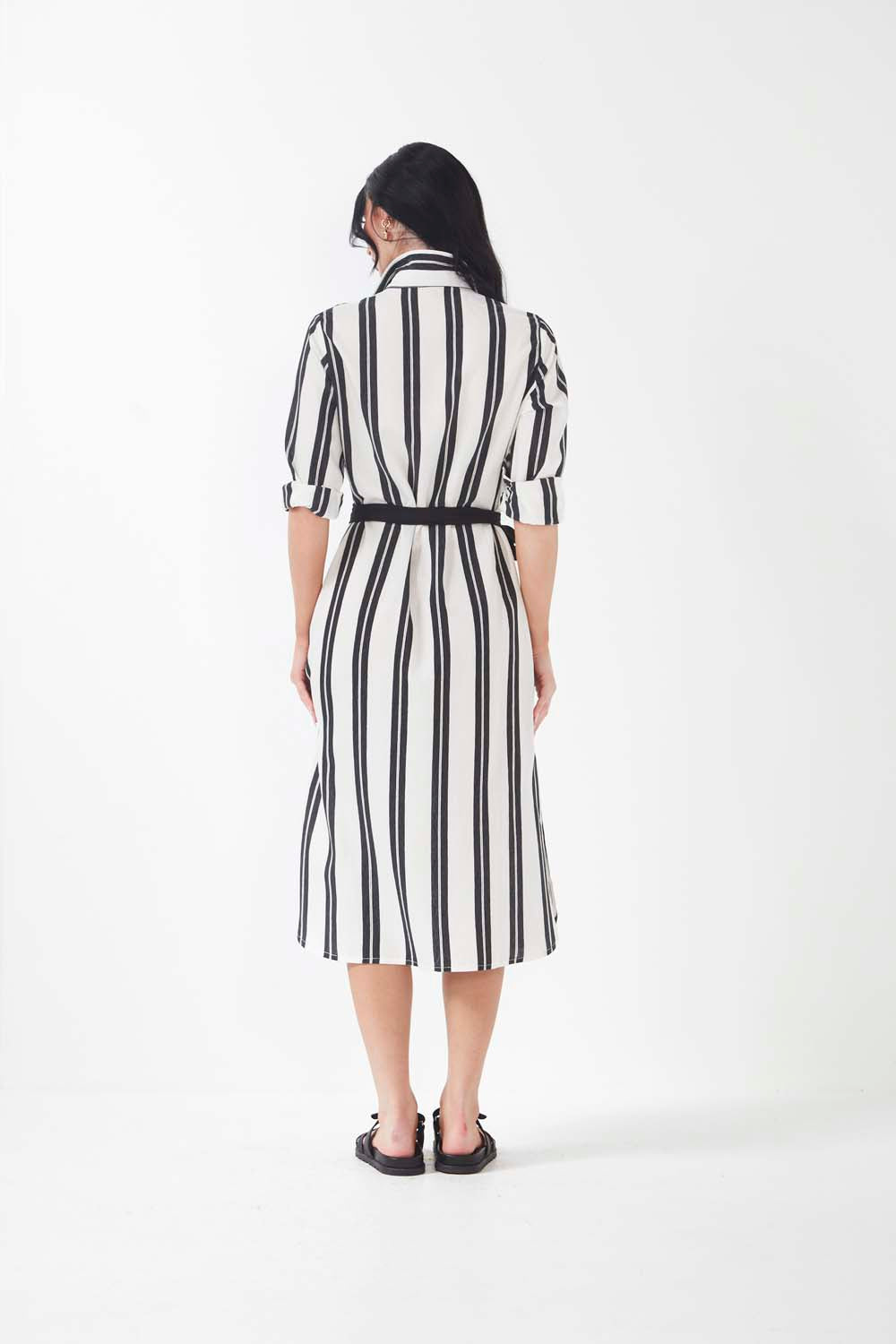 Bolonga Dress - Black + White Stripe