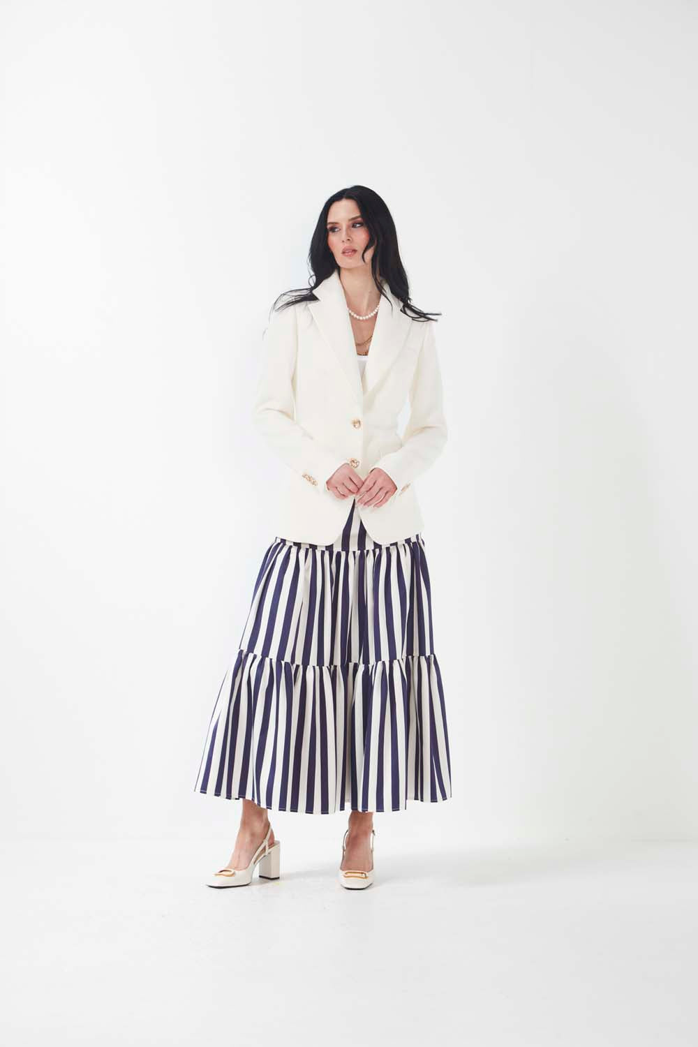 Palermo Skirt - Navy + White