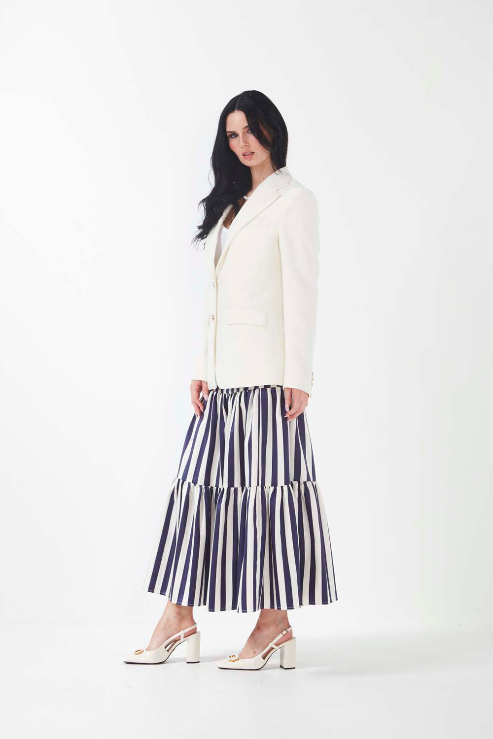 Palermo Skirt - Navy + White