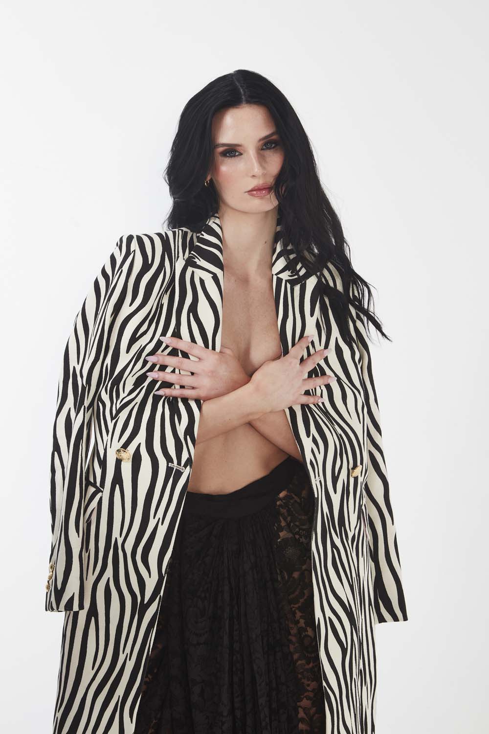 Saleno Coat - Black + Ivory